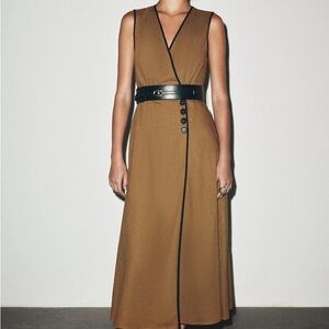 NWT Zara Belted Linen Midi Dress